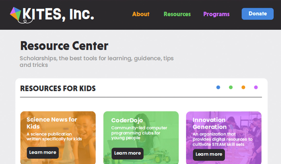 Website Mockup for Kites, Inc.